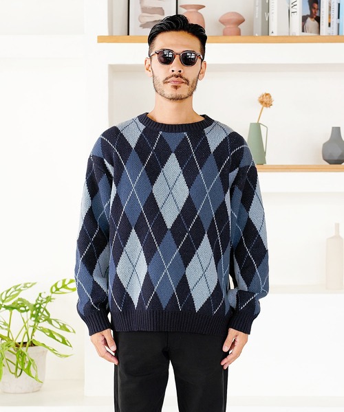 jiggys shop(ジギーズショップ)の「ジャガード総柄 クルーネックニットセーター(ニット/セーター・メンズ・ブラック系その他2/ブルー系その他/ブラック系その他/グレー系その他・MEDIUM/LARGE)」の16枚目の写真