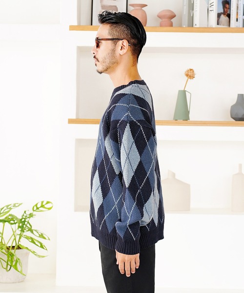 jiggys shop(ジギーズショップ)の「ジャガード総柄 クルーネックニットセーター(ニット/セーター・メンズ・ブラック系その他2/ブルー系その他/ブラック系その他/グレー系その他・MEDIUM/LARGE)」の17枚目の写真