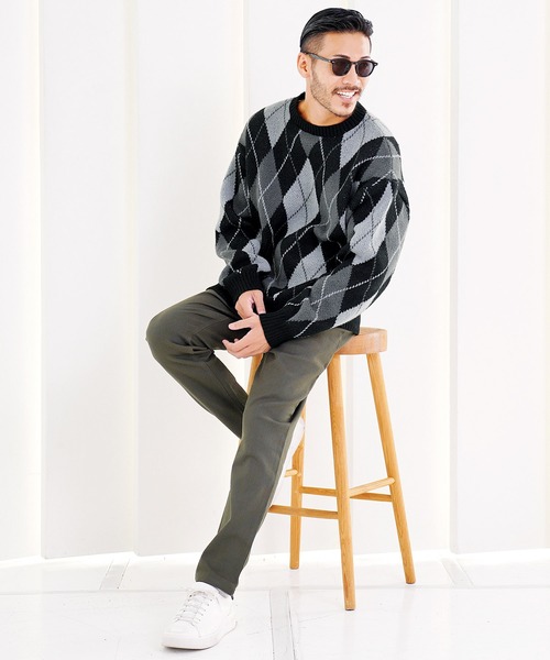 jiggys shop(ジギーズショップ)の「ジャガード総柄 クルーネックニットセーター(ニット/セーター・メンズ・ブラック系その他2/ブルー系その他/ブラック系その他/グレー系その他・MEDIUM/LARGE)」の6枚目の写真