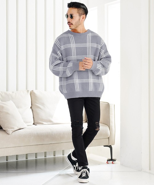jiggys shop(ジギーズショップ)の「ジャガード総柄 クルーネックニットセーター(ニット/セーター・メンズ・ブラック系その他2/ブルー系その他/ブラック系その他/グレー系その他・MEDIUM/LARGE)」の10枚目の写真