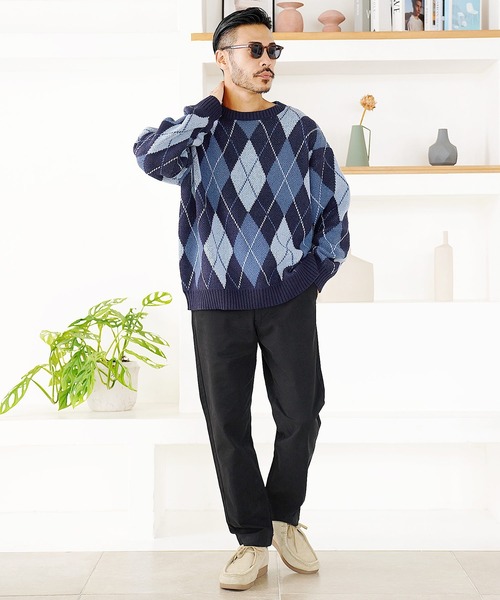 jiggys shop(ジギーズショップ)の「ジャガード総柄 クルーネックニットセーター(ニット/セーター・メンズ・ブラック系その他2/ブルー系その他/ブラック系その他/グレー系その他・MEDIUM/LARGE)」の12枚目の写真