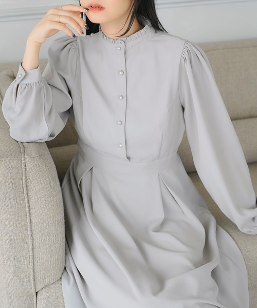 Newlyme（ニューリーミー）の「フリルスタンドカラーマキシワンピース