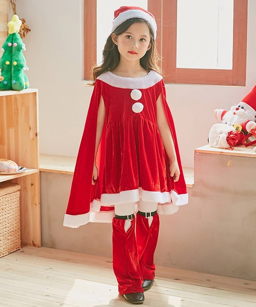 OSYAREVO(オシャレボ)の「キッズ コスプレ クリスマスサンタ ポンチョ ワンピース(コスチューム/パーティーグッズ・キッズ・レッド/グリーン・110/120/130/140/150/100/160)」の7枚目の写真