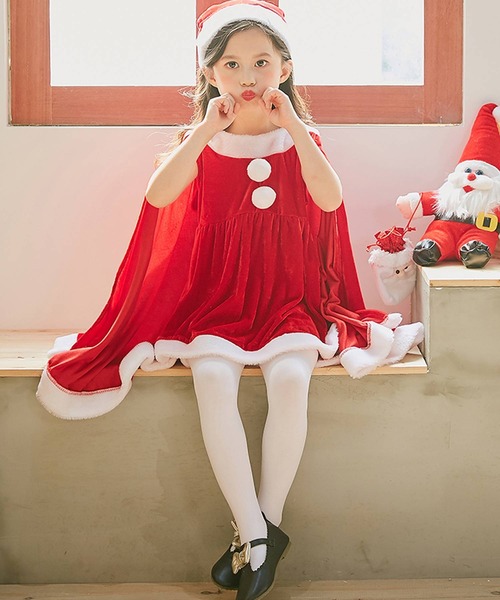OSYAREVO(オシャレボ)の「キッズ コスプレ クリスマスサンタ ポンチョ ワンピース(コスチューム/パーティーグッズ・キッズ・レッド/グリーン・110/120/130/140/150/100/160)」の9枚目の写真
