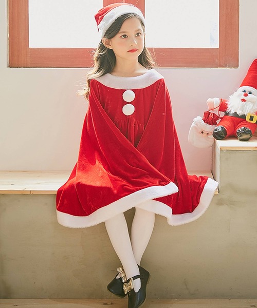 OSYAREVO(オシャレボ)の「キッズ コスプレ クリスマスサンタ ポンチョ ワンピース(コスチューム/パーティーグッズ・キッズ・レッド/グリーン・110/120/130/140/150/100/160)」の10枚目の写真