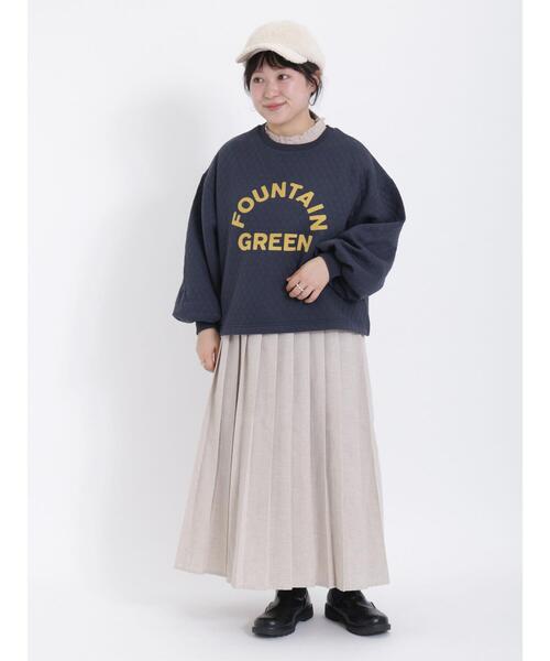 Samansa Mos2（サマンサ モスモス）の「襟スモッキングカットソー（Tシャツ/カットソー・レディース・グリーン/ブラック/オフホワイト/ベージュ・F）」の7枚目の写真