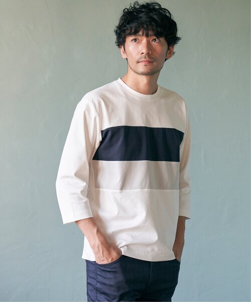 ikka（イッカ）の「【接触冷感／抗菌防臭】GOKU楽セイケツ7分切り替えT（Tシャツ/カットソー・メンズ・ライトグレー/ネイビー/ホワイト・L/XL/M/S）」の8枚目の写真