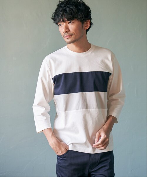 ikka（イッカ）の「【接触冷感／抗菌防臭】GOKU楽セイケツ7分切り替えT（Tシャツ/カットソー・メンズ・ライトグレー/ネイビー/ホワイト・L/XL/M/S）」の9枚目の写真