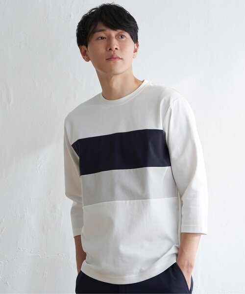 ikka（イッカ）の「【接触冷感／抗菌防臭】GOKU楽セイケツ7分切り替えT（Tシャツ/カットソー・メンズ・ライトグレー/ネイビー/ホワイト・L/XL/M/S）」の13枚目の写真