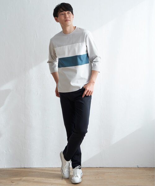 ikka（イッカ）の「【接触冷感／抗菌防臭】GOKU楽セイケツ7分切り替えT（Tシャツ/カットソー・メンズ・ライトグレー/ネイビー/ホワイト・L/XL/M/S）」の16枚目の写真