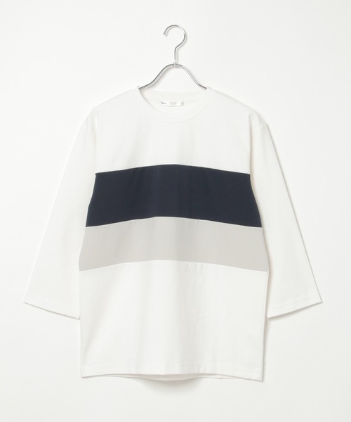 ikka（イッカ）の「【接触冷感／抗菌防臭】GOKU楽セイケツ7分切り替えT（Tシャツ/カットソー・メンズ・ライトグレー/ネイビー/ホワイト・L/XL/M/S）」の4枚目の写真