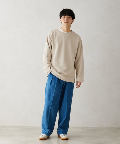 JOURNAL STANDARD relume（ジャーナルスタンダード　レリューム）の「BACK BRUSH ワッフル クルーネック L/S（Tシャツ/カットソー・メンズ・ホワイト/ブラウン系その他/ベージュ系その他/グレー・LARGE/MEDIUM）」の7枚目の写真