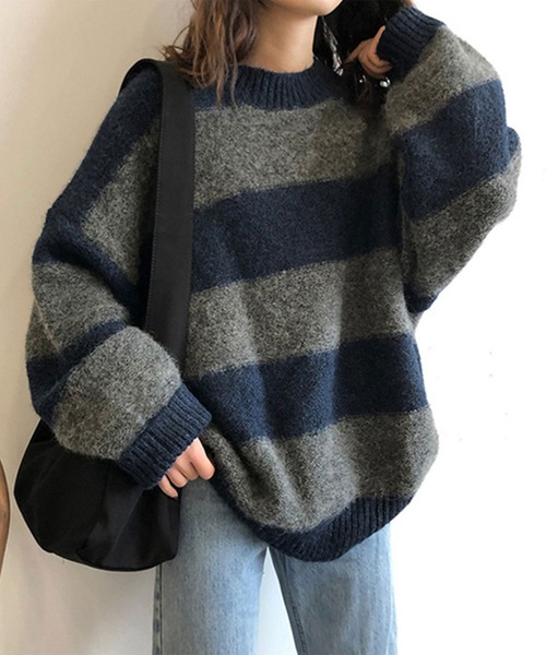 SHEPP(シープ)の「ワイドボーダー モヘアライクニット(ニット/セーター・レディース・ネイビー/レッド・FREE)」の15枚目の写真
