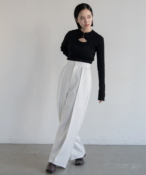 VACANCY（ヴァカンシー）の「レイヤード柄2wayスラックスパンツ（スラックス・レディース・ホワイト/チャコールグレー/ブラック・SMALL/MEDIUM/LARGE）」の18枚目の写真