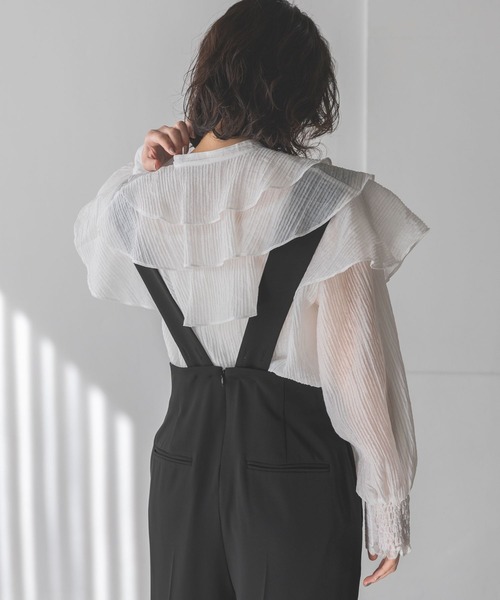 A part by（アパートバイ）の「ハイウエストサロペット（サロペット/オーバーオール・レディース・ブラック/アイボリー/グレー系その他4・MEDIUM/SMALL）」の4枚目の写真