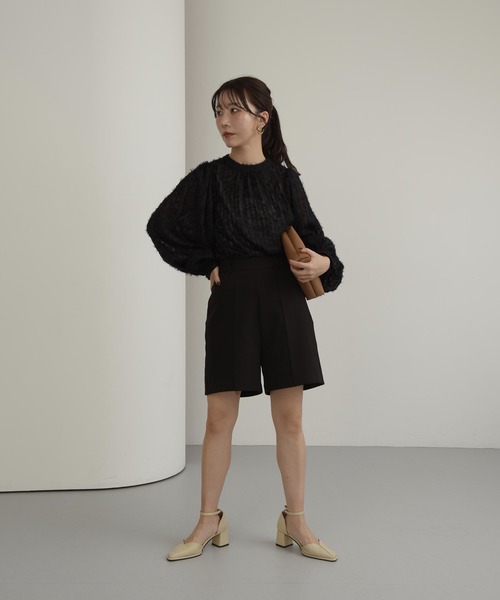 I_am(アイアム)の「sheer fringe volume blouse / シアーフリンジボリュームブラウス(シャツ/ブラウス・レディース・ブラック/アイボリー・FREE)」の6枚目の写真