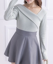 ≪再入荷≫クロスリブカットソー[オフィスカジュアル 着回し抜群 大人]