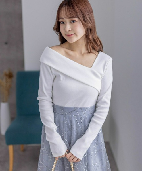 clear（クリア）の「≪再入荷≫クロスリブカットソー[オフィスカジュアル 着回し抜群 大人]（Tシャツ/カットソー・レディース・オフホワイト/ブラック/サックスブルー/ピンク/ベージュ/ミント/サーモンピンク/レッド・F）」の20枚目の写真