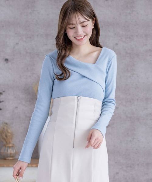 clear（クリア）の「≪再入荷≫クロスリブカットソー[オフィスカジュアル 着回し抜群 大人]（Tシャツ/カットソー・レディース・オフホワイト/ブラック/サックスブルー/ピンク/ベージュ/ミント/サーモンピンク/レッド・F）」の22枚目の写真