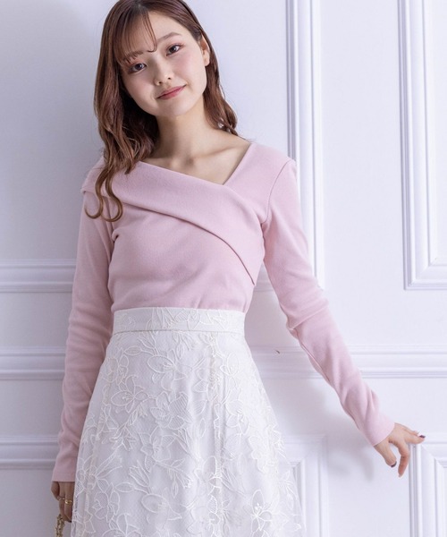 clear（クリア）の「≪再入荷≫クロスリブカットソー[オフィスカジュアル 着回し抜群 大人]（Tシャツ/カットソー・レディース・オフホワイト/ブラック/サックスブルー/ピンク/ベージュ/ミント/サーモンピンク/レッド・F）」の17枚目の写真