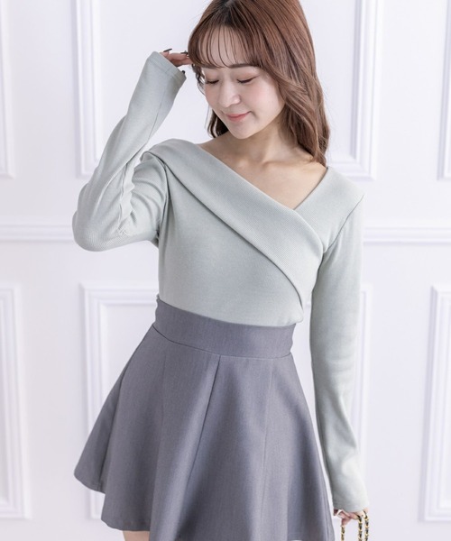 clear（クリア）の「≪再入荷≫クロスリブカットソー[オフィスカジュアル 着回し抜群 大人]（Tシャツ/カットソー・レディース・オフホワイト/ブラック/サックスブルー/ピンク/ベージュ/ミント/サーモンピンク/レッド・F）」の21枚目の写真