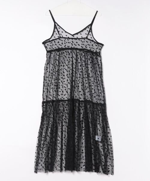 STYLEBLOCK（スタイルブロック）の「チュールハートフロッキーキャミワンピース（ワンピース・レディース・ホワイト系その他/ホワイト×ブラック/ブラック×ブラック/ブラック×ホワイト・M）」の2枚目の写真