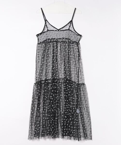 STYLEBLOCK（スタイルブロック）の「チュールハートフロッキーキャミワンピース（ワンピース・レディース・ホワイト系その他/ホワイト×ブラック/ブラック×ブラック/ブラック×ホワイト・M）」の6枚目の写真