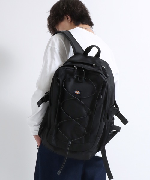 Dickies(ディッキーズ)の「Dickies(ディッキーズ)レトロアーカイブロゴ ドローコードバックパック/リュック メンズ レディース ユニセックス(バックパック/リュック・メンズ・ブラック/オフホワイト/ブラック×ブラック・FREE)」の3枚目の写真