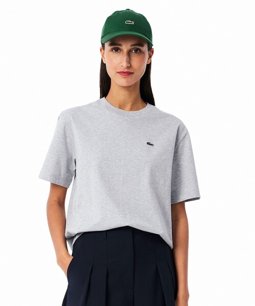 LACOSTE(ラコステ)の「ハイクオリティ ピマコットン仕立て ワンポイントソフトタッチ半袖Tシャツ(Tシャツ/カットソー・レディース・ブラック/ライトブルー/ピンク/ホワイト/ピンクベージュ/グレー・34/38/36/40/42)」の3枚目の写真