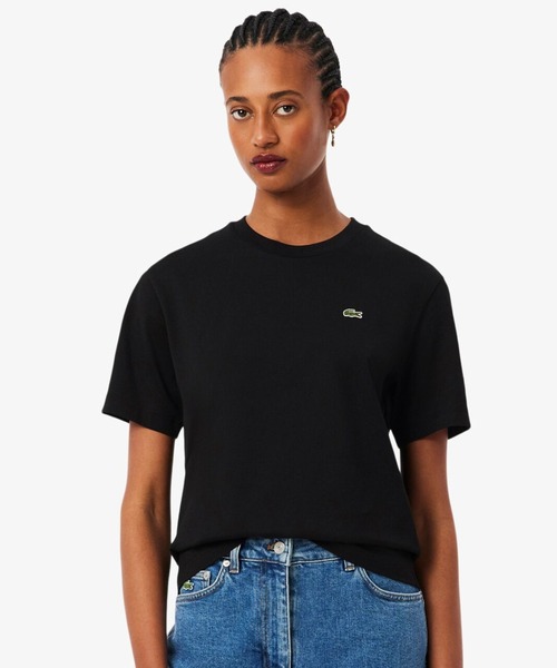 LACOSTE(ラコステ)の「ハイクオリティ ピマコットン仕立て ワンポイントソフトタッチ半袖Tシャツ(Tシャツ/カットソー・レディース・ブラック/ライトブルー/ピンク/ホワイト/ピンクベージュ/グレー・34/38/36/40/42)」の2枚目の写真