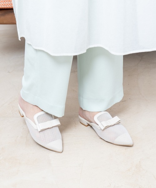 【セール】リボンチュールフラットミュール（パンプス）｜Launa lea（ラウナレア）