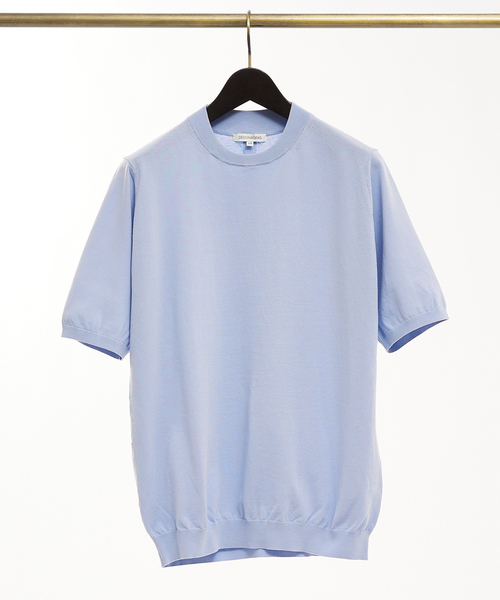 DESIGNWORKS(デザインワークス)の「ICE COTTON クルーネック ニットTシャツ(Tシャツ/カットソー・メンズ・サックスブルー/グレー/オレンジ/グリーン/ブラック・46/48/50)」の4枚目の写真