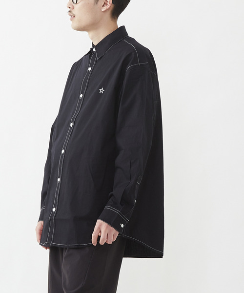 CONVERSE TOKYO(コンバーストウキョウ)の「STAR★ ONEPOINT STITCH SHIRT(シャツ/ブラウス・レディース・ベージュ/サックスブルー/チャコールグレー/ブラック・FREE)」の2枚目の写真