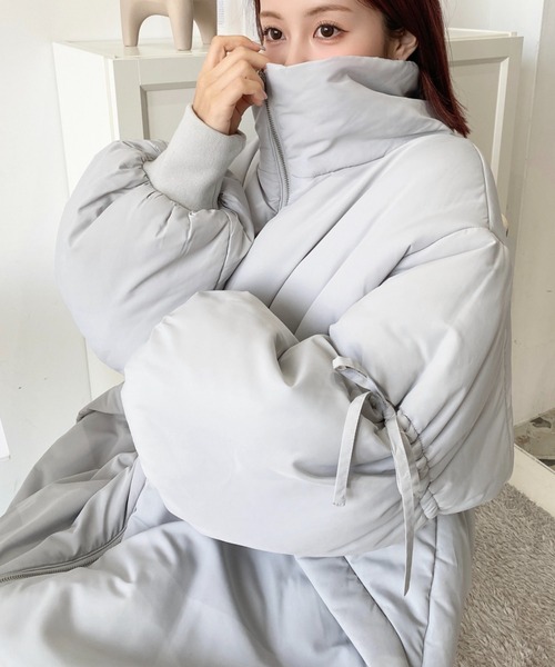 リバーシブル スタンドカラーコットン ジャケット ミドル丈 CAMBIO(カンビオ)】Reversible Stand Collar Jacket スタンド