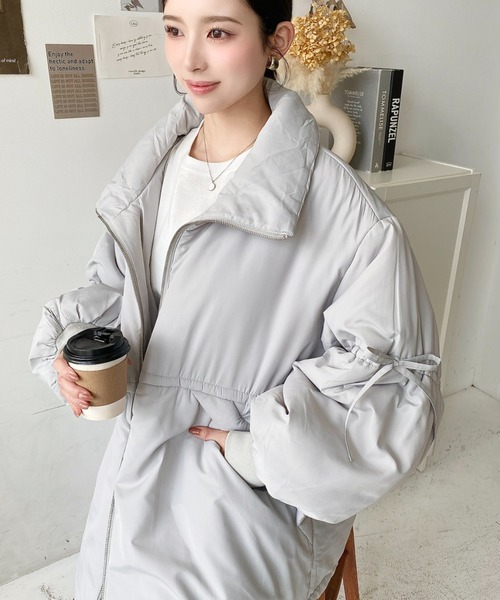 リグリーム　ドロストフーディブルゾン　ホワイト　新品タグ付き スタンドネックドロストブルゾン（ブルゾン）｜raffime（ラフィミー