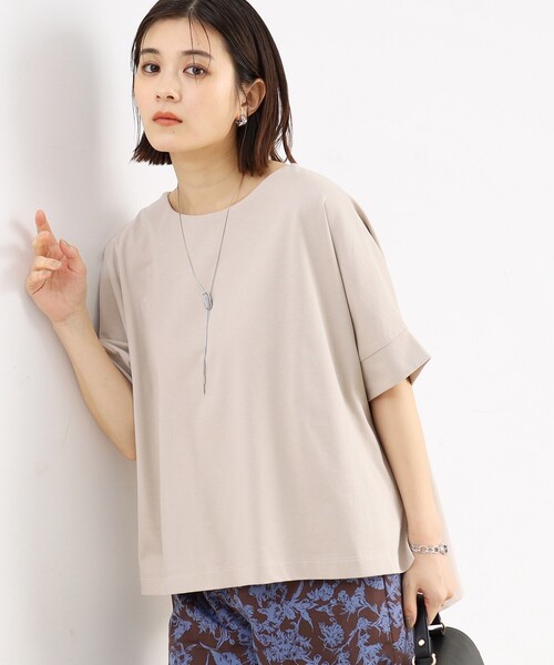 THE SHOP TK （ザ ショップ ティーケー ）の「◆【腕周りカバー】大人テントライン/洗濯機OK（Tシャツ/カットソー・レディース・スミクロ/ホワイト/グリーン系/ライトベージュ・99）」の16枚目の写真