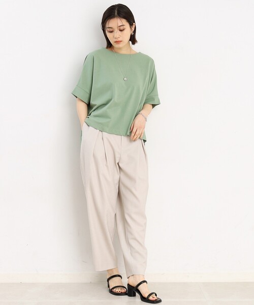 THE SHOP TK （ザ ショップ ティーケー ）の「◆【腕周りカバー】大人テントライン/洗濯機OK（Tシャツ/カットソー・レディース・スミクロ/ホワイト/グリーン系/ライトベージュ・99）」の17枚目の写真