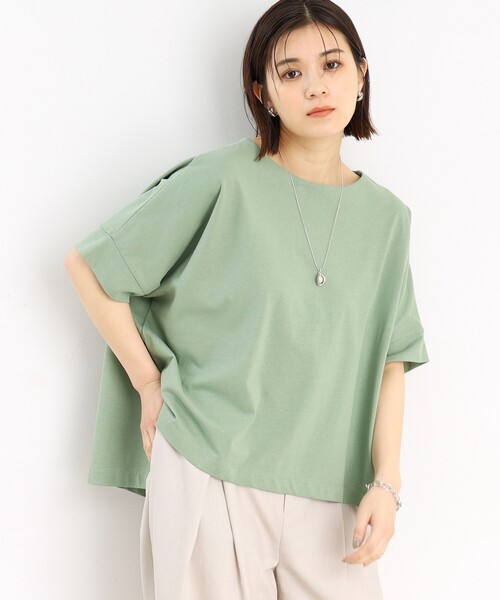 THE SHOP TK （ザ ショップ ティーケー ）の「◆【腕周りカバー】大人テントライン/洗濯機OK（Tシャツ/カットソー・レディース・スミクロ/ホワイト/グリーン系/ライトベージュ・99）」の19枚目の写真