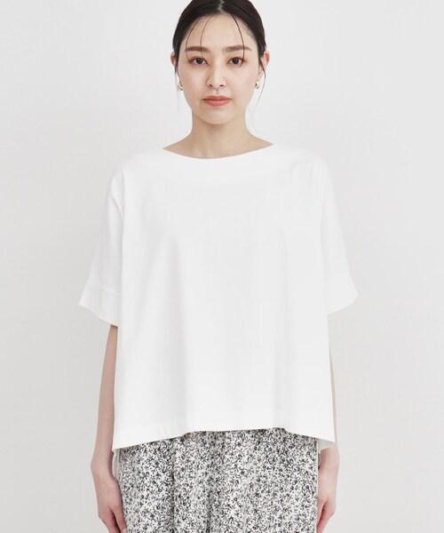 THE SHOP TK （ザ ショップ ティーケー ）の「◆【腕周りカバー】大人テントライン/洗濯機OK（Tシャツ/カットソー・レディース・スミクロ/ホワイト/グリーン系/ライトベージュ・99）」の22枚目の写真