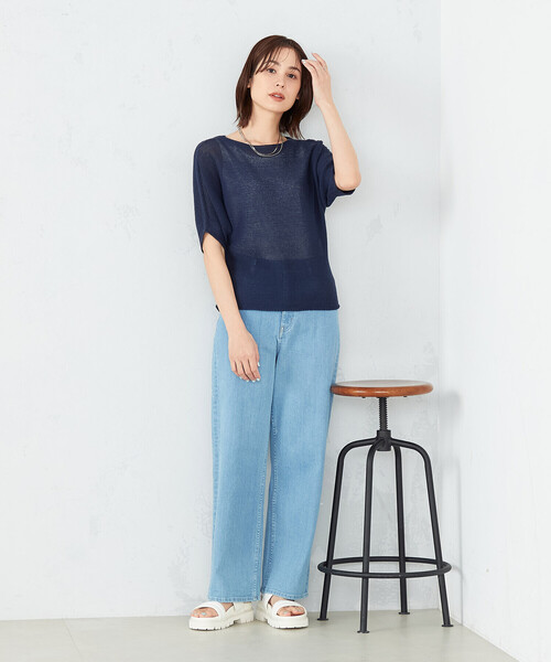 COMME CA ISM(コムサイズム)の「MADE IN JAPAN 和紙ニット(ニット/セーター・レディース・ミント/ネイビー/ライラック・MEDIUM/LARGE)」の16枚目の写真