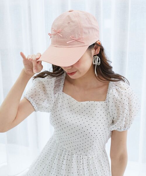 MAJESTIC LEGON（マジェスティックレゴン）の「プチリボンCAP（キャップ・レディース・ブラック/ピンク/オフホワイト・FREE）」の8枚目の写真