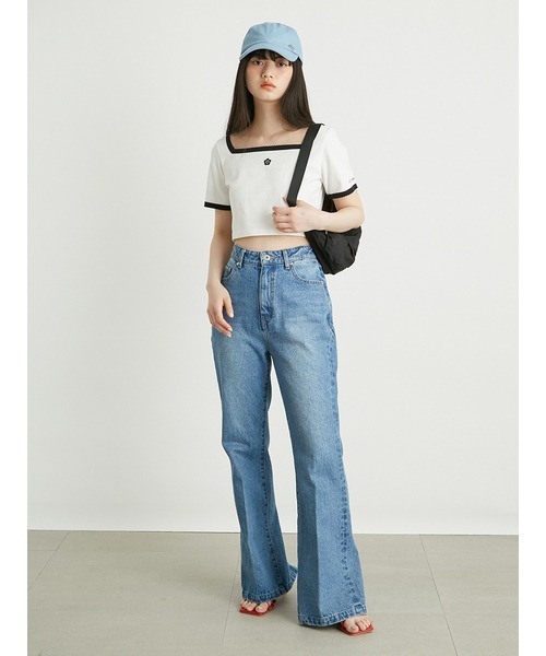 LILY BROWN（リリーブラウン）の「【LILY BROWN×MARY QUANT】シェルステッチクロップドTシャツ（Tシャツ/カットソー・レディース・ピンク/ブルー/ブラック/ホワイト・FREE）」の5枚目の写真