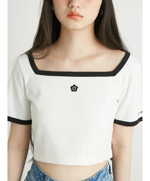 LILY BROWN（リリーブラウン）の「【LILY BROWN×MARY QUANT】シェルステッチクロップドTシャツ（Tシャツ/カットソー・レディース・ピンク/ブルー/ブラック/ホワイト・FREE）」の8枚目の写真