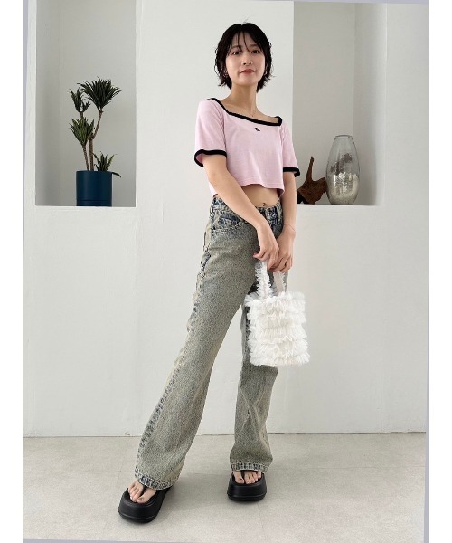 LILY BROWN（リリーブラウン）の「【LILY BROWN×MARY QUANT】シェルステッチクロップドTシャツ（Tシャツ/カットソー・レディース・ピンク/ブルー/ブラック/ホワイト・FREE）」の19枚目の写真