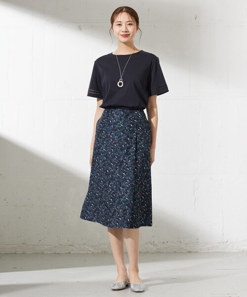 【セール】【接触冷感】コットンスムース 刺繍スリーブ カットソー（Tシャツ/カットソー）｜J.PRESS Ladies（J.プレス レディス）