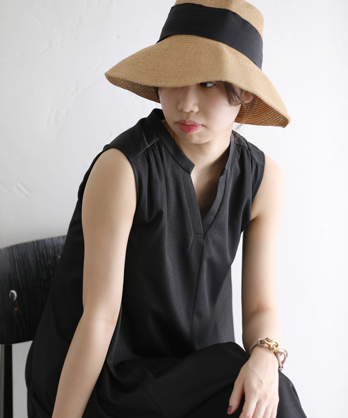 La TOTALITE（ラトータリテ）の「【ODDS/オッズ】リボンハット（ハット・レディース・ベージュ/ブラック・FREE）」の5枚目の写真