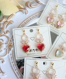 【バンピ】リングリボンハートピアス
