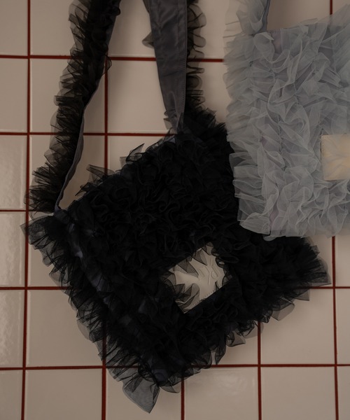 mideal(マイディール)の「tull one shoulder bag / チュールワンショルダーバッグ(ショルダーバッグ・レディース・ブラック/ブルーグレー・FREE)」の2枚目の写真