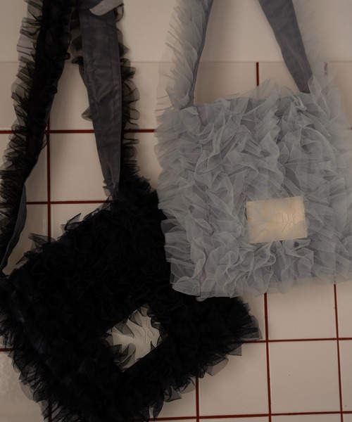 mideal(マイディール)の「tull one shoulder bag / チュールワンショルダーバッグ(ショルダーバッグ・レディース・ブラック/ブルーグレー・FREE)」の5枚目の写真