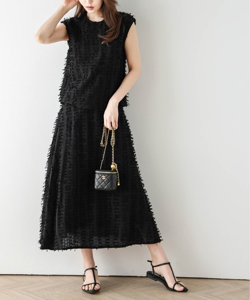 AMELY(エミリー)の「リボンフリンジセットアップ(セットアップ・レディース・ブラック/ホワイト・M/L)」の10枚目の写真